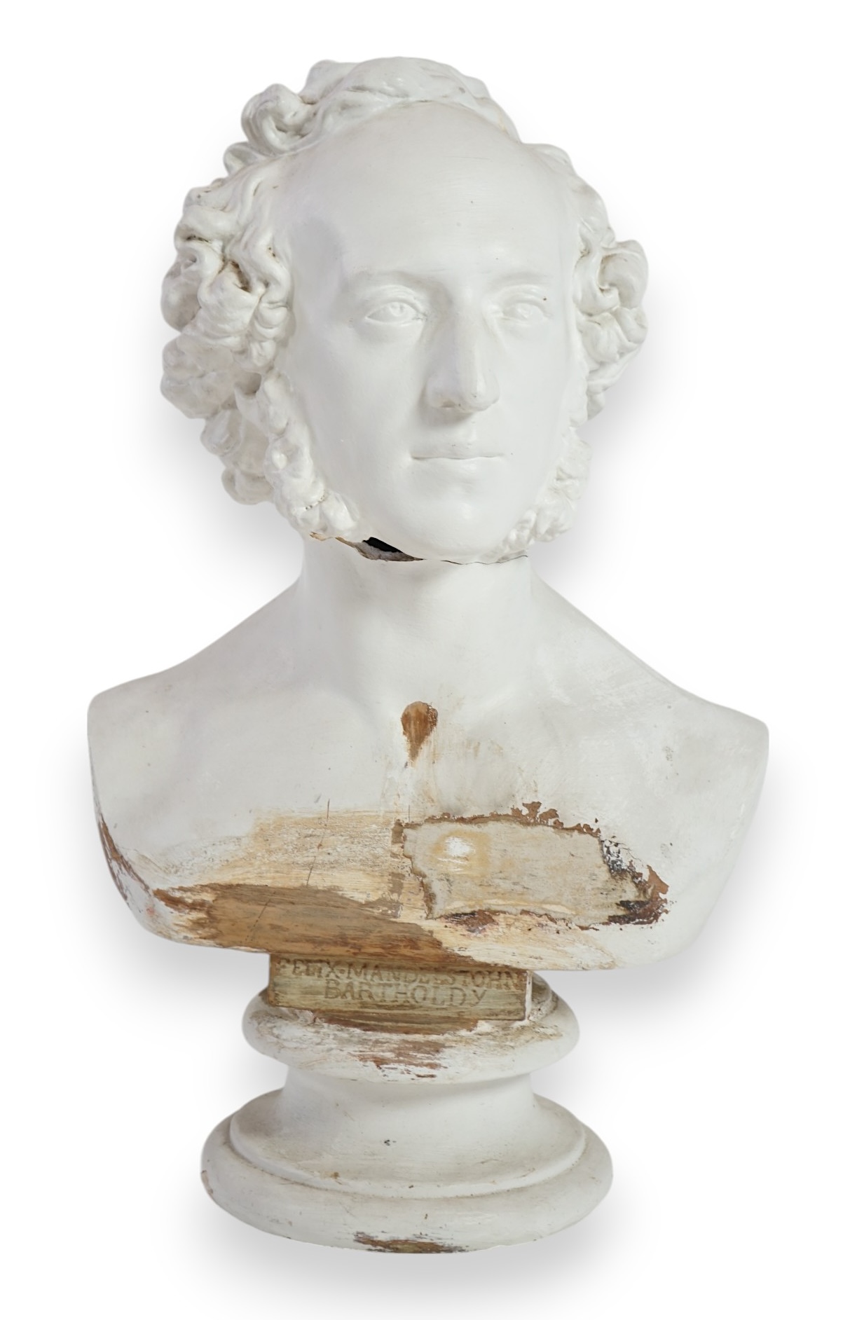 A Victorian plaster bust of Felix Mendelssohn (1809-1847)